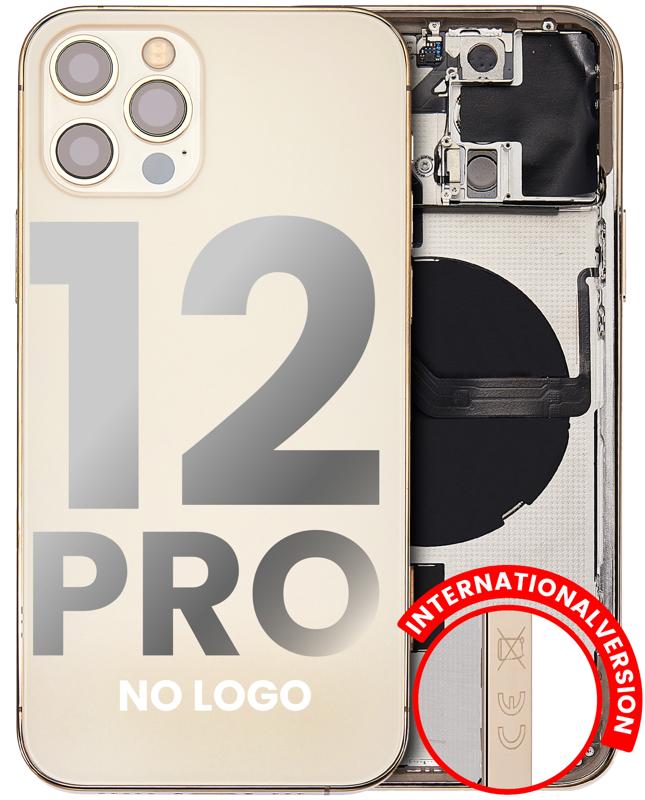 Tapa trasera con componentes pequeños pre-instalados para iPhone 12 Pro (Sin logo) (Versión internacional) (Dorado)
