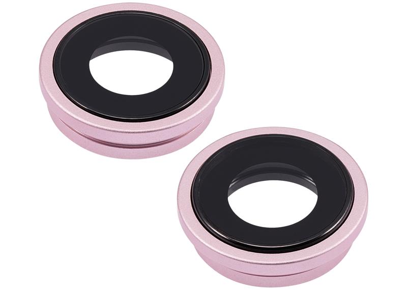Lente de camara trasera con soporte y bisel para iPhone 15 / 15 Plus (Juego de 2 piezas) (Rosa)