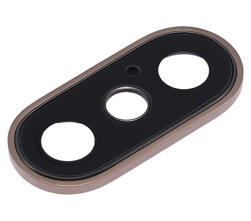 Lente de camara trasera con marco y bisel para iPhone XS / XS Max (Oro) (Paquete de 10)