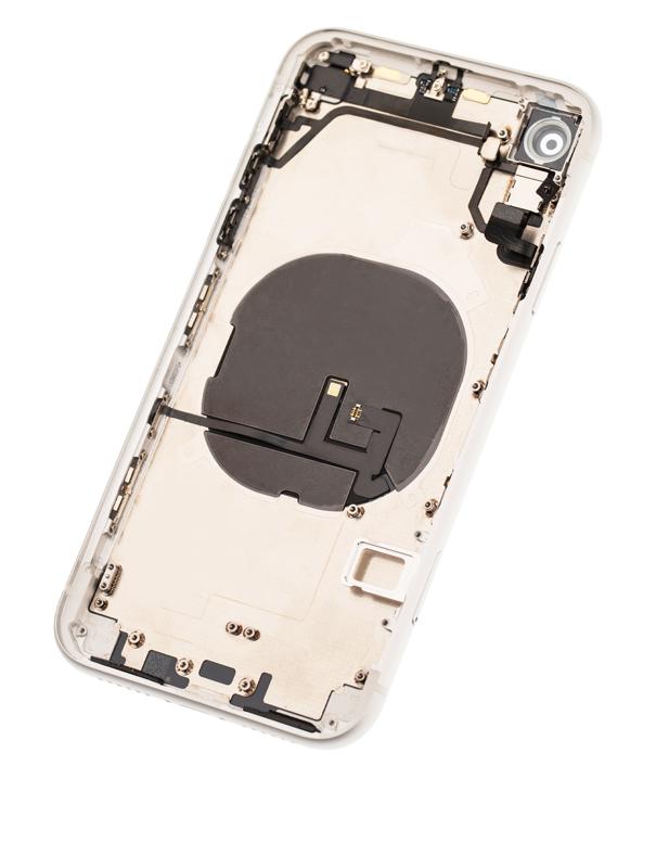 Tapa trasera con componentes pequenos pre-instalados para iPhone XR (Blanco)