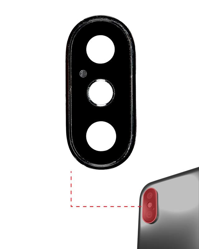 Lente de camara trasera con soporte y bisel para iPhone XS / XS Max (Gris Espacial) (Zafiro Real Premium)