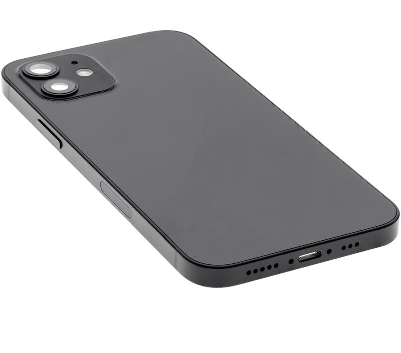 Tapa trasera para iPhone 12 con componentes pequeños pre-instalados (Versión internacional) (Original usada: Grado A) (Negro)