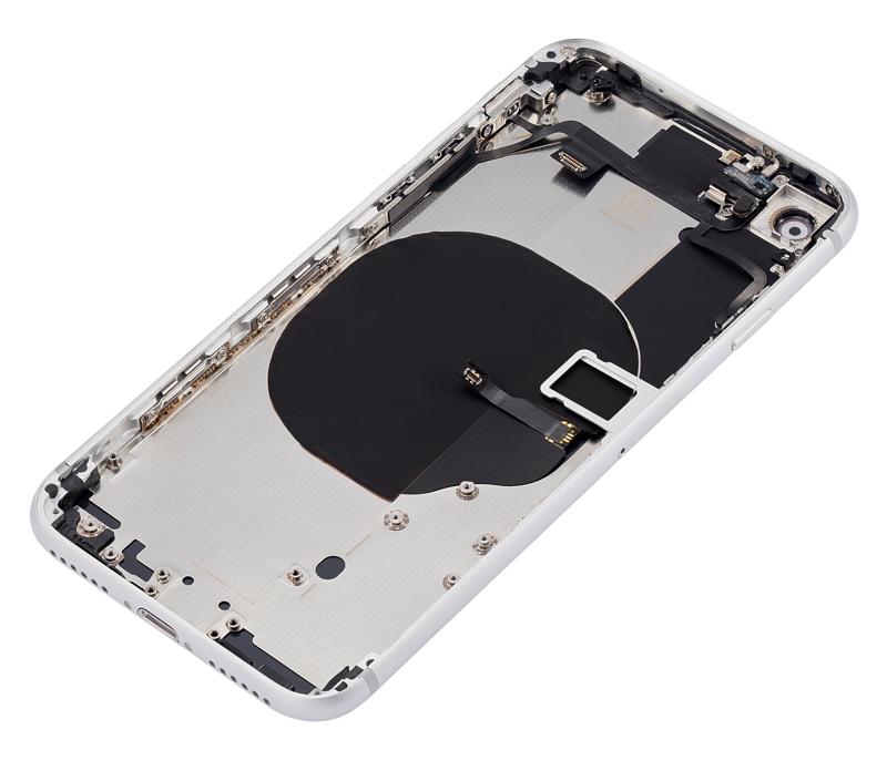 Tapa trasera para iPhone 8 con componentes pequenos pre-instalados (Plata)