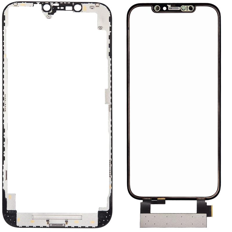 4 en 1 con marco incluido (Cristal frontal + OCA + Tacto corto + OCA preinstalado) para iPhone 12 Pro Max