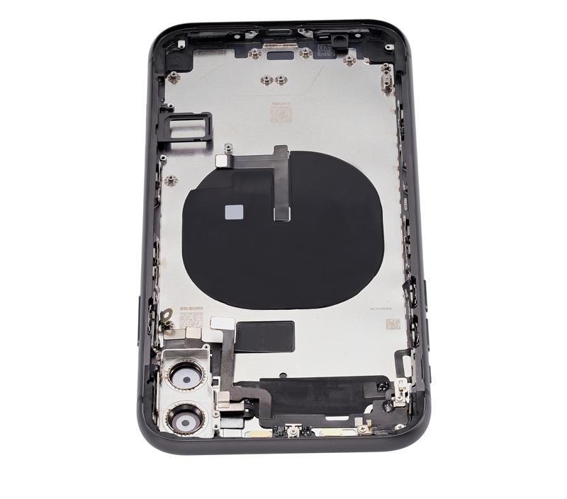 Tapa trasera para iPhone 11 con componentes pequenos pre-instalados (Negro)