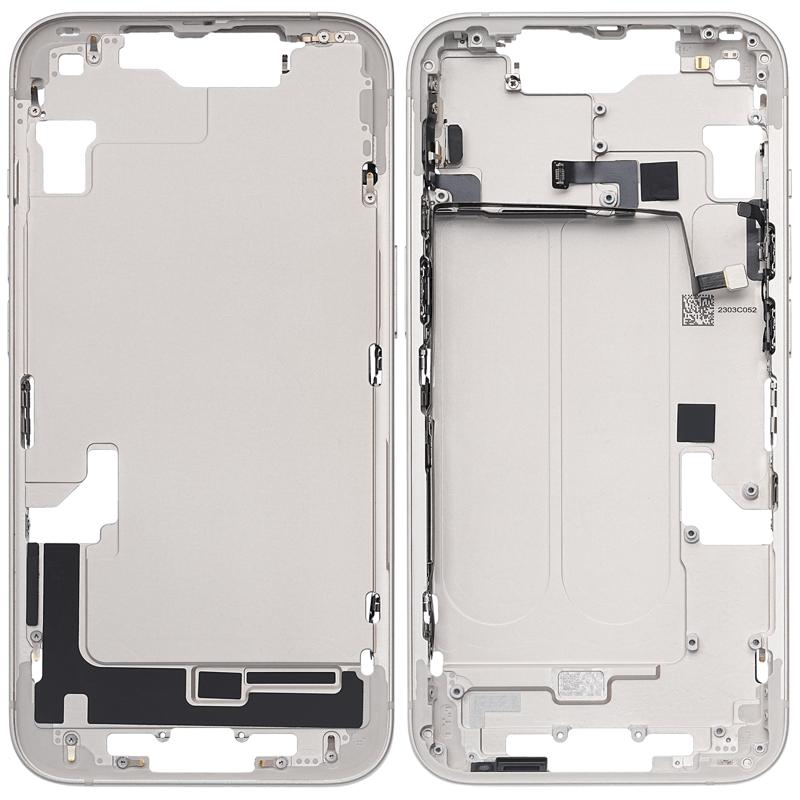 Carcasa intermedia con botones de encendido y volumen para iPhone 14 (Version EE.UU) (Usado original Grado B) (Starlight)