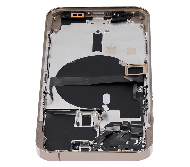 Tapa trasera para iPhone 13 Pro con componentes pequenos pre-instalados (Version US) Sin logo (Dorado)