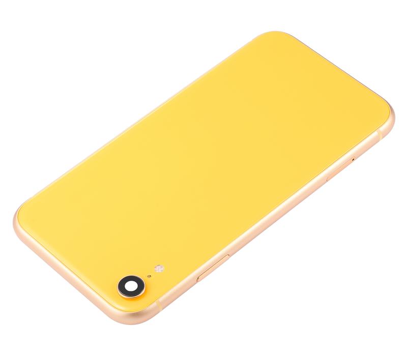 Tapa trasera con componentes pequeños pre-instalados para iPhone XR Amarillo