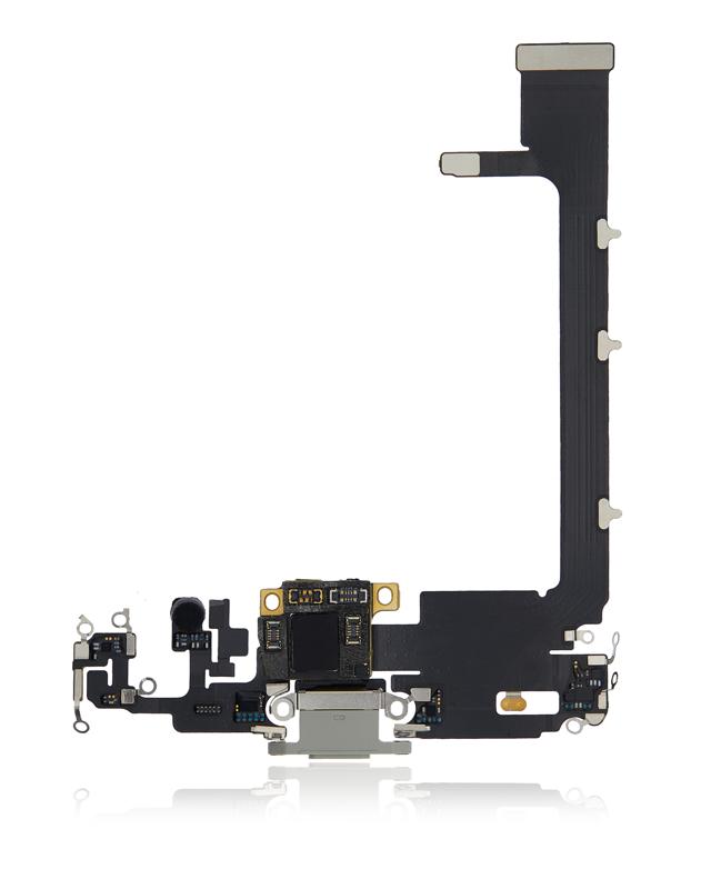 Puerto de carga con placa para iPhone 11 Pro Max (Original usado) (Plata)