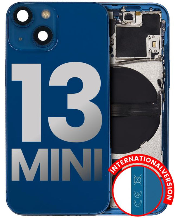 Tapa trasera con componentes pequenos pre-instalados para iPhone 13 Mini (Version internacional) (Usada Original Grado C) (Azul)