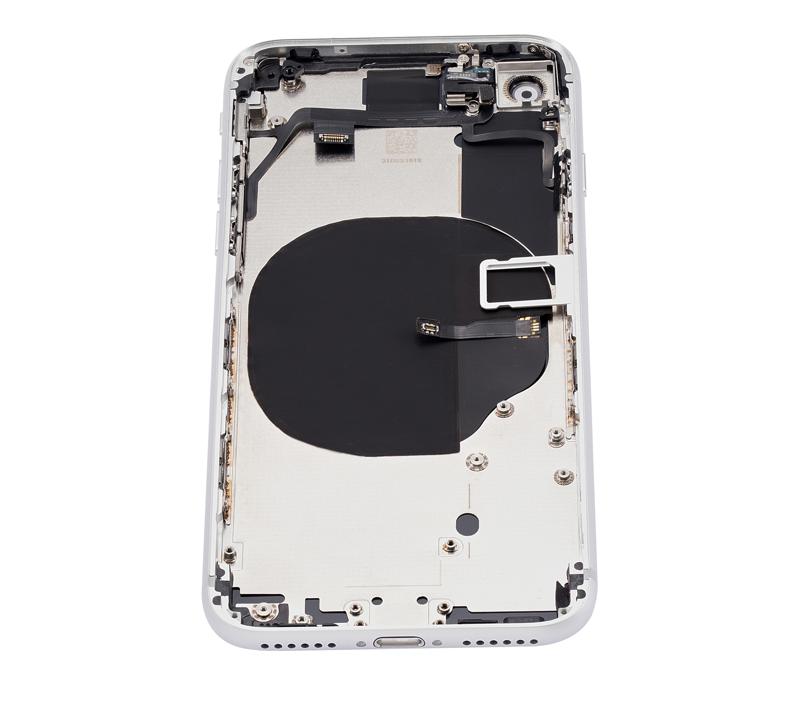 Tapa trasera para iPhone 8 con componentes pequenos pre-instalados (Plata)