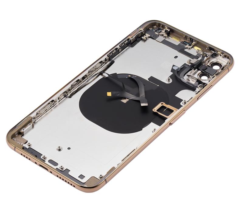 Tapa trasera para iPhone XS Max con componentes pequenos pre-instalados (Sin Logo) (Dorado)