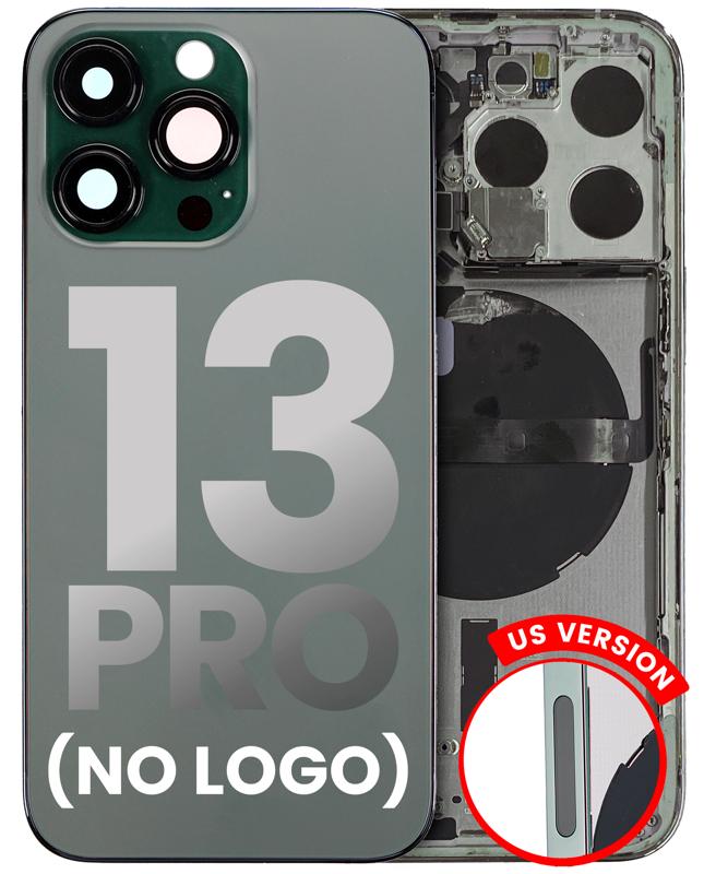 Tapa trasera para iPhone 13 Pro con componentes pequeños pre-instalados (Sin logo) (Versión US) (Verde alpino)