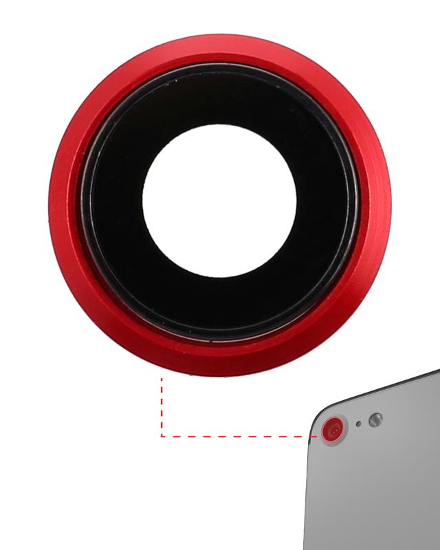 Lente de camara trasera con soporte y bisel para iPhone 8 / SE (2020) / SE (2022) (Rojo) (10 unidades) (Zafiro real premium)