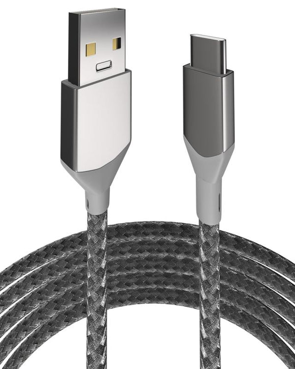 Cable USB Tipo C a USB Tipo A de 3 pies (AmpSentrix) (Infinity) (Plata)