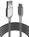 Cable USB Tipo C a USB Tipo A de 3 pies (AmpSentrix) (Infinity) (Plata)