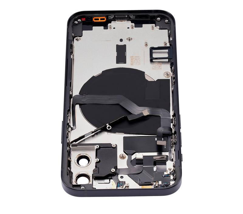 Tapa trasera para iPhone 12 con componentes pequeños pre-instalados (Versión EE.UU.) (Negro)