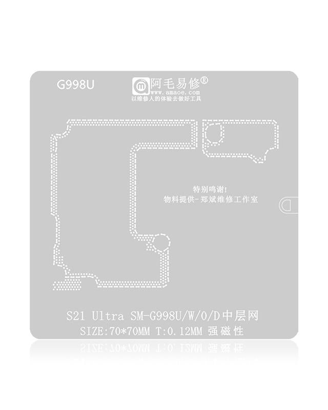 Stencil de Reballing BGA para capa media Samsung Galaxy S21 Ultra (SM-G998)