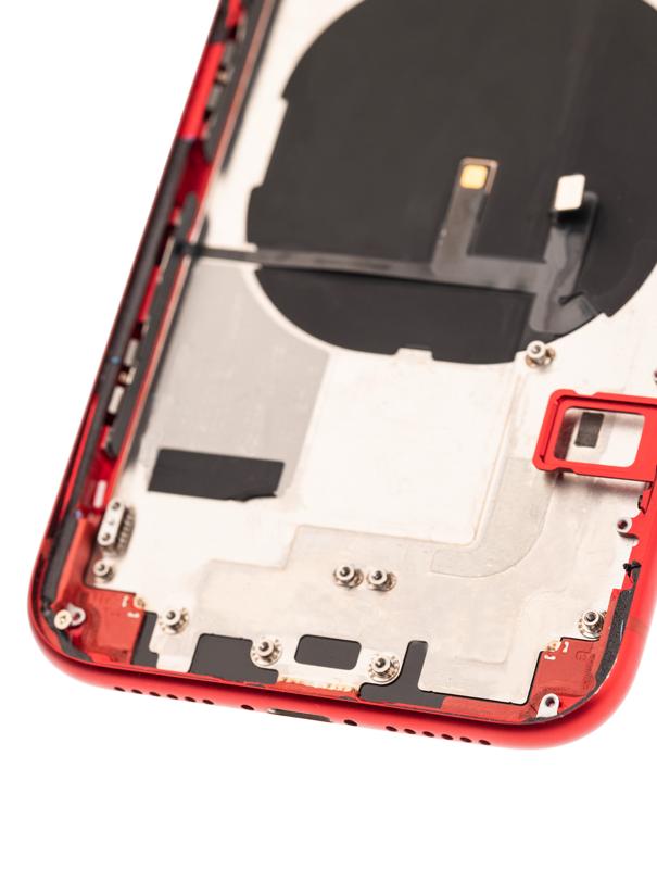 Tapa trasera con componentes pequenos pre-instalados para iPhone XR Rojo