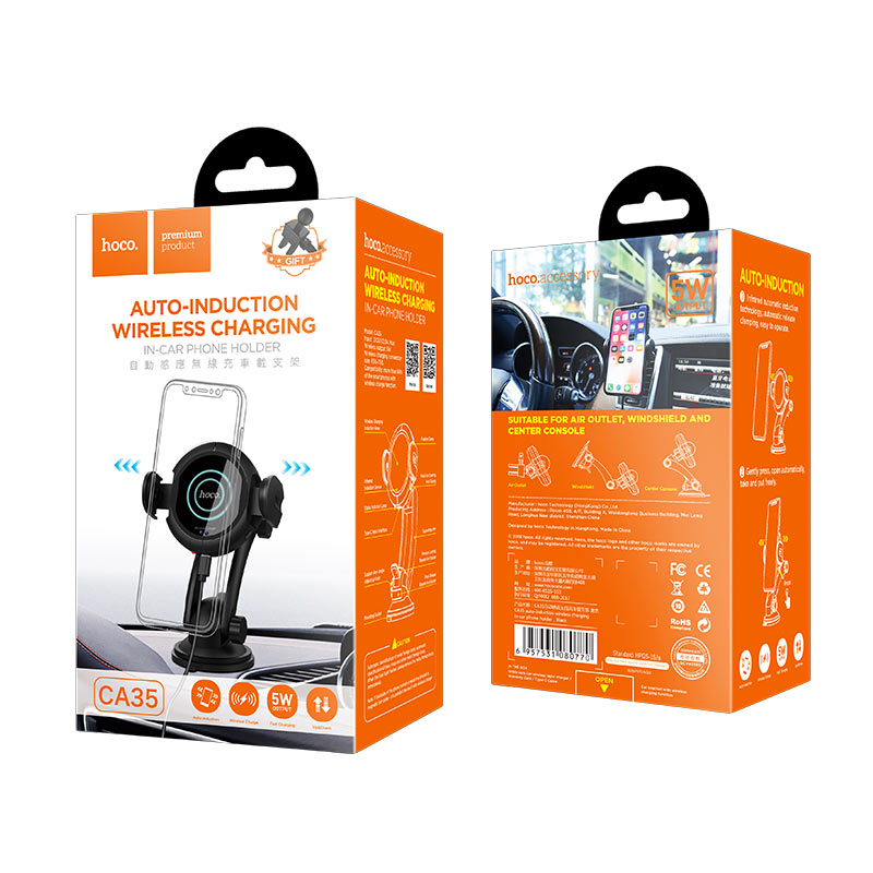 Mount/Cargador Inalambrico para carro Hoco CA35. Carga rapida.