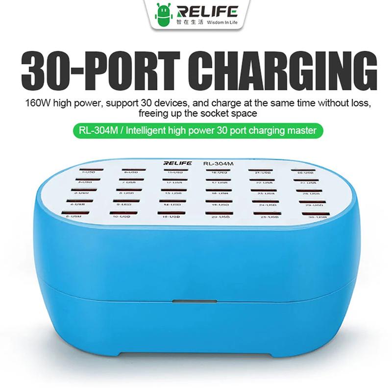 Hub de Carga de Alta Potencia Relife RL-304M 30 Puertos USB 160W