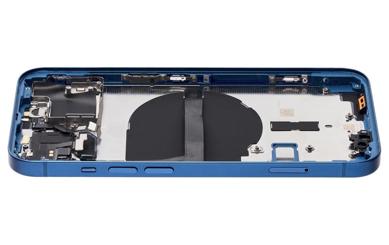 Tapa trasera para iPhone 13 con componentes pequenos pre-instalados (Sin logo) Azul