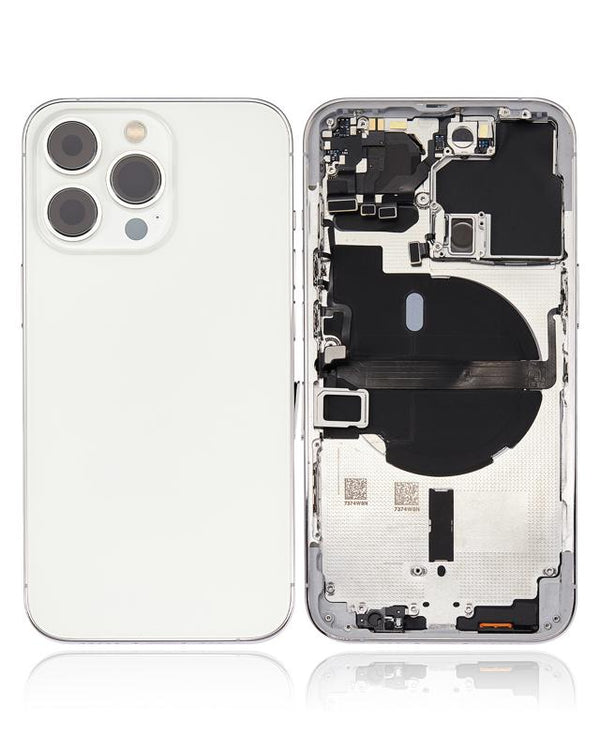 Tapa trasera para iPhone 13 Pro con componentes pequenos pre-instalados (Plata)