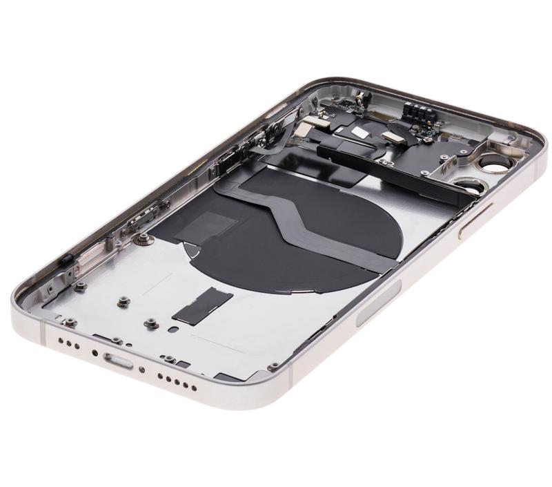 Tapa trasera con componentes pequeños pre-instalados para iPhone 12 (Versión Internacional) (Usado OEM: Grado A) (Blanco)