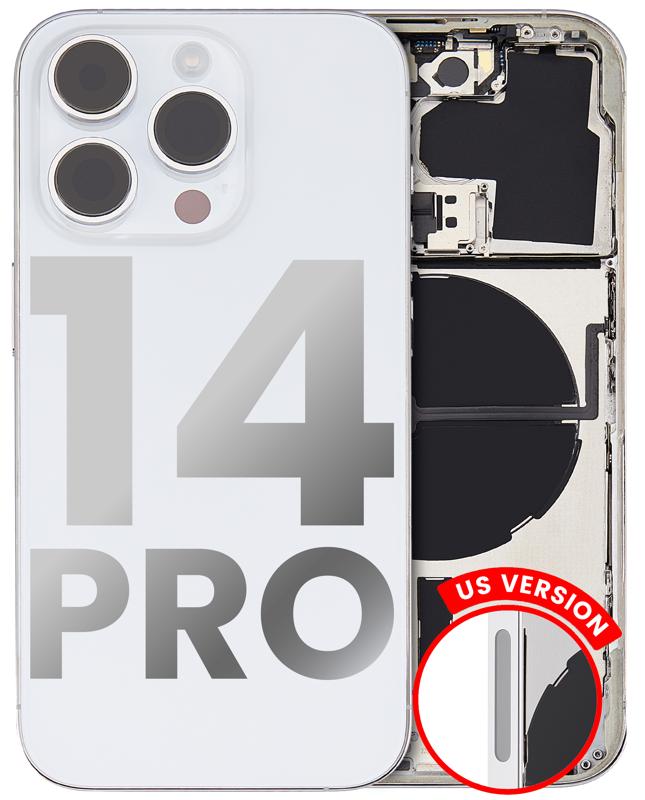 Tapa trasera para iPhone 14 Pro con componentes pequenos preinstalados (Version EE.UU.) (Original Usado: Grado A) (Plata)