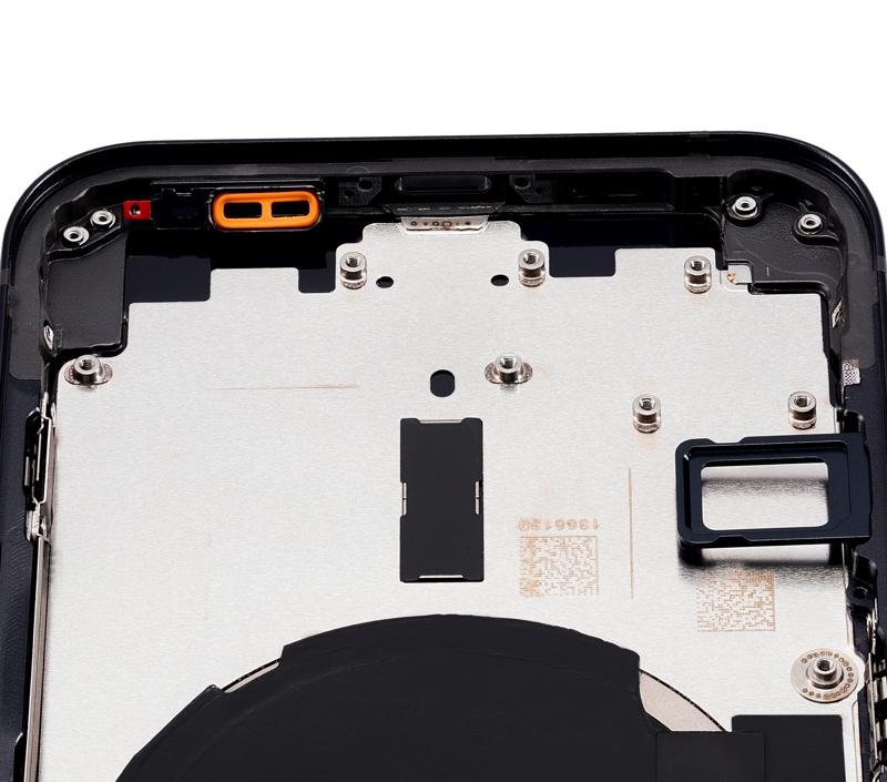 Tapa trasera para iPhone 12 con componentes pequeños pre-instalados (Versión EE.UU.) (Negro)