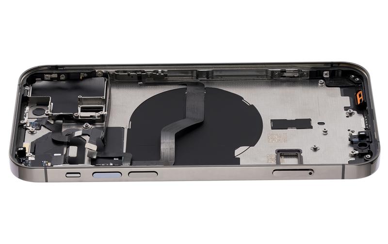 Tapa trasera para iPhone 12 Pro con componentes pequenos pre-instalados (Sin logo) (Version Internacional) (Grafito)