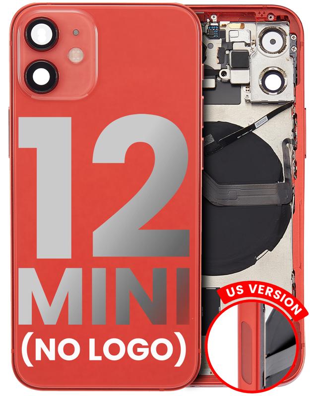 Tapa trasera con componentes pequeños pre-instalados para iPhone 12 Mini (Versión US) (Sin Logo) (Rojo)