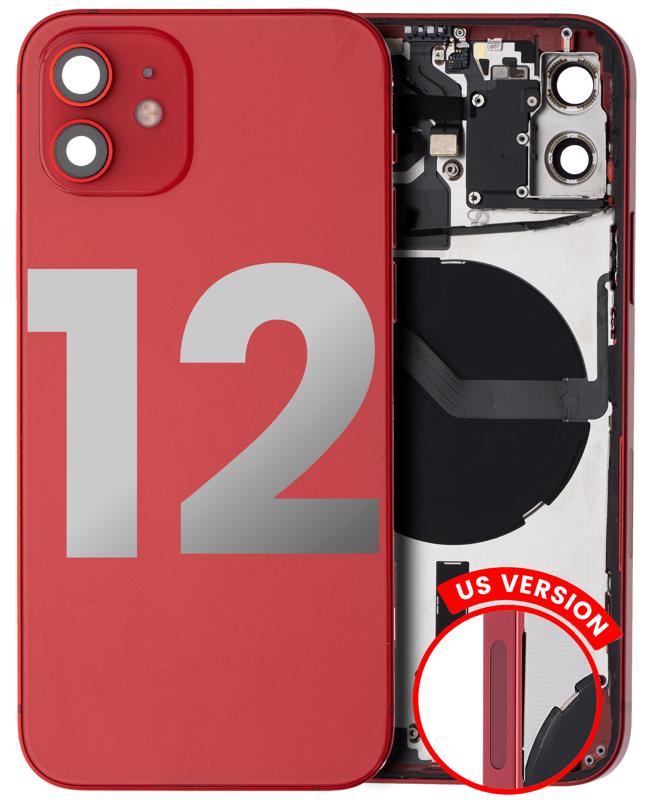 Tapa trasera para iPhone 12 con componentes pequeños preinstalados (Versión EE.UU.) (Original usado: Grado C) (Rojo)