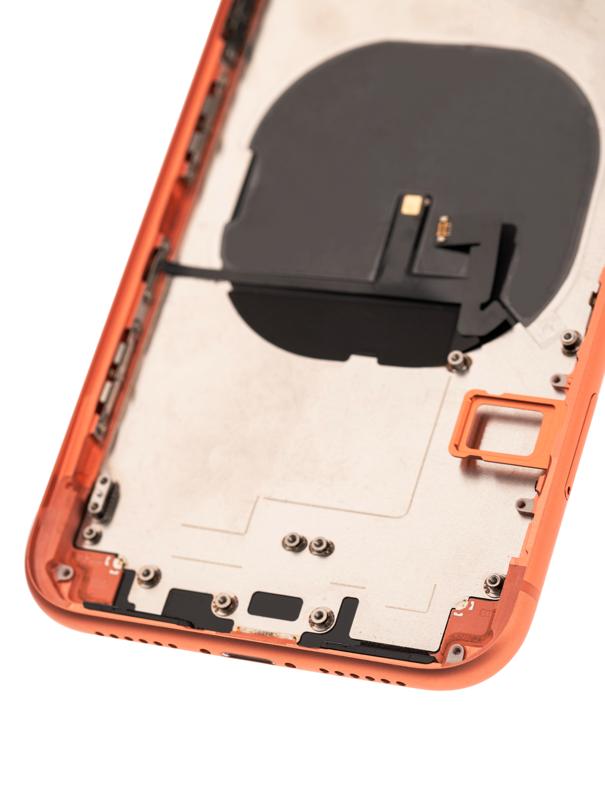 Carcasa trasera con componentes pequeños preinstalados para iPhone XR (Usado original grado C) (Coral)