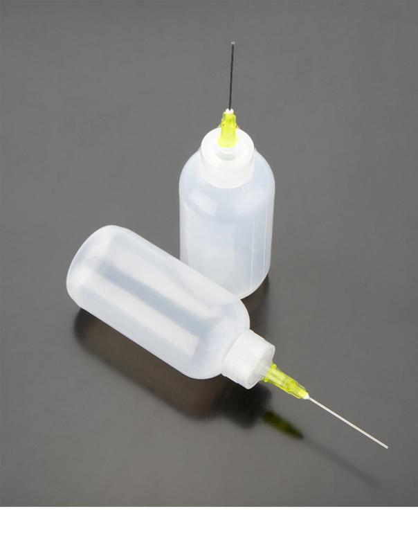 Botella dispensadora de plastico para flux con aguja de precision