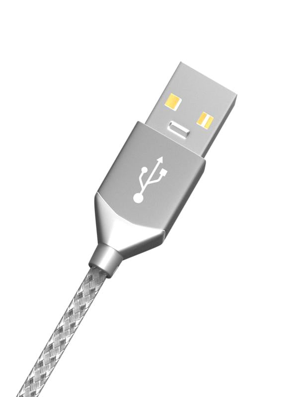 Cable USB tipo A a Lightning de 3 pies (AmpSentrix) (Infinity) (Plateado)