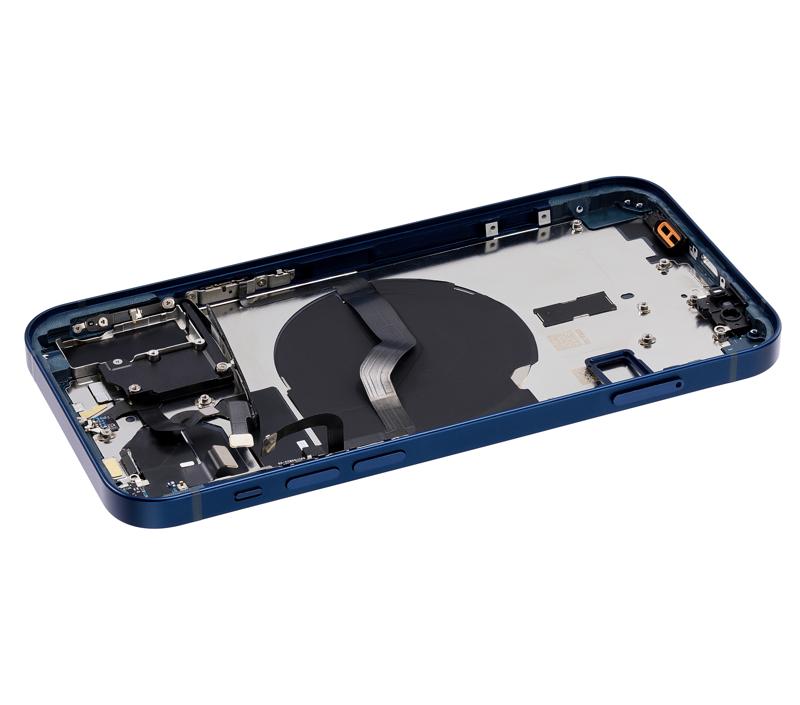Tapa trasera con componentes pequenos pre-instalados para iPhone 12 Azul