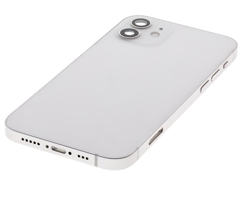 Tapa trasera con componentes pequeños pre-instalados para iPhone 12 (Versión Internacional) (Usado OEM: Grado A) (Blanco)