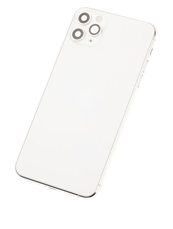 Tapa trasera para iPhone 11 Pro Max con componentes pequeños pre-instalados (Usada, Original, Grado B) (Plata)