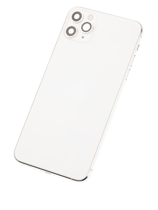 Tapa trasera para iPhone 11 Pro Max con componentes pequeños pre-instalados (Usada, Original, Grado B) (Plata)