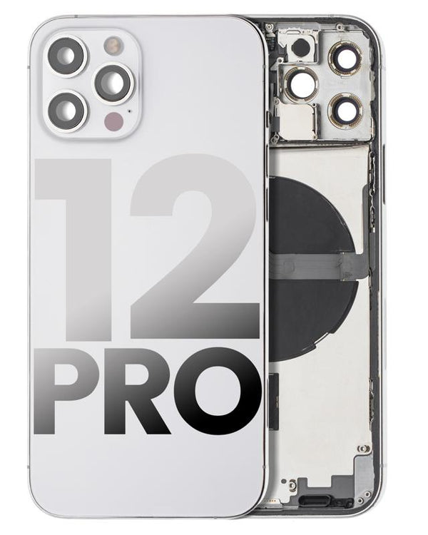 Tapa trasera para iPhone 12 Pro con componentes pequeños pre-instalados (Versión EE.UU.) (Original usada: Grado B) (Plata)