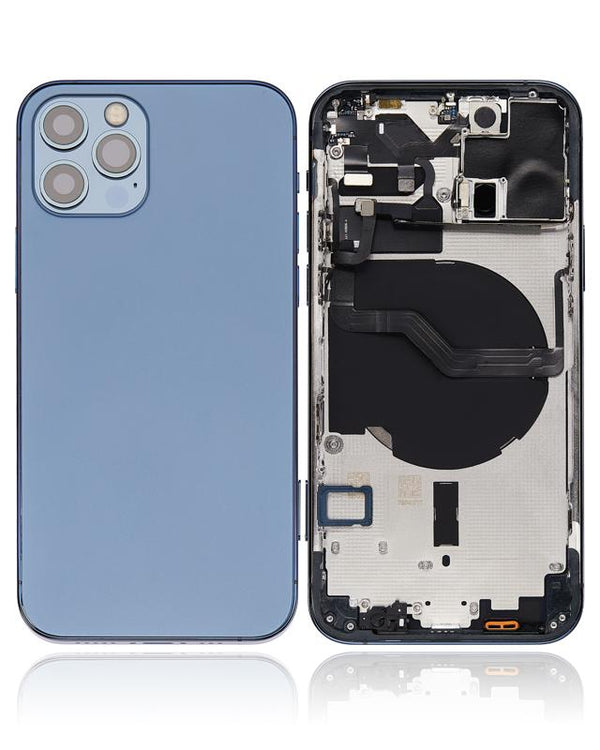 Tapa trasera para iPhone 12 Pro con componentes pequeños pre-instalados (Versión internacional) (Azul Pacífico)
