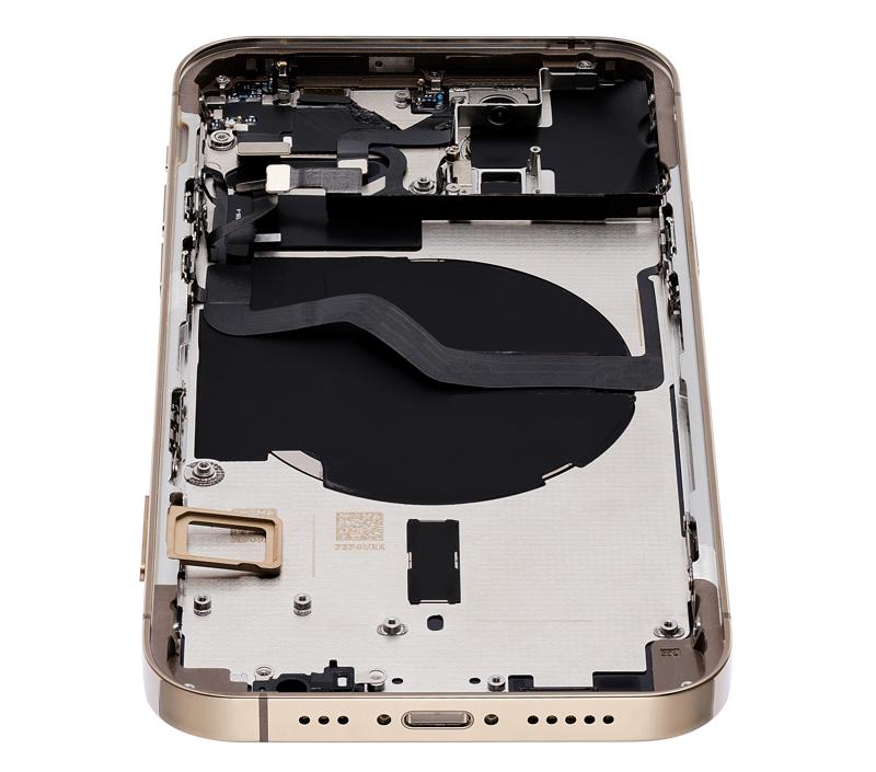 Tapa trasera con componentes pequeños pre-instalados para iPhone 12 Pro (Sin logo) (Versión internacional) (Dorado)