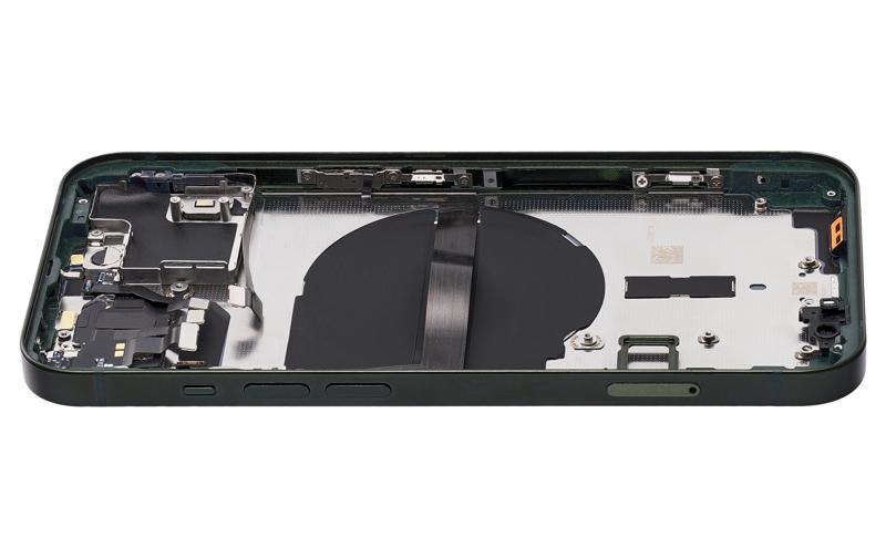 Tapa trasera para iPhone 13 con componentes pequenos pre-instalados (Verde)