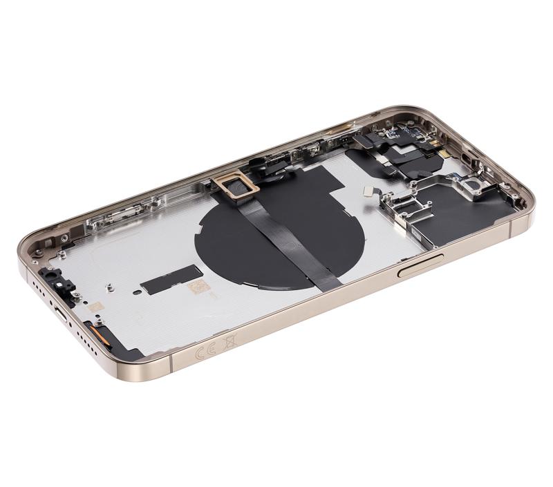 Tapa trasera para iPhone 13 Pro Max con componentes pequenos pre-instalados (Dorado, Sin logo)