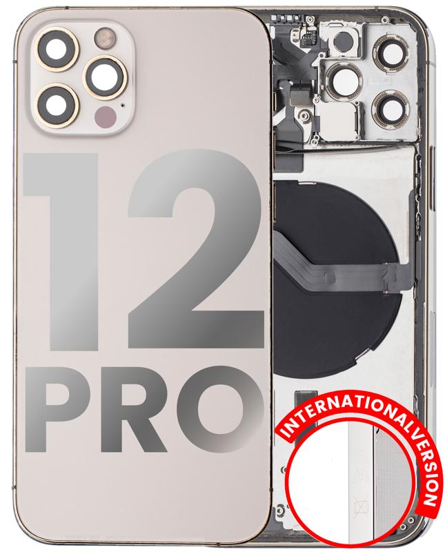 Tapa trasera para iPhone 12 Pro con componentes pequeños pre-instalados (Versión Internacional, Oro)