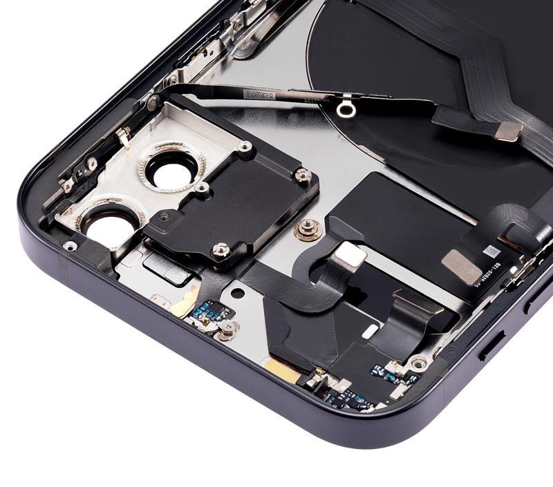 Tapa trasera para iPhone 12 con componentes pequeños pre-instalados (Versión EE.UU.) (Negro)