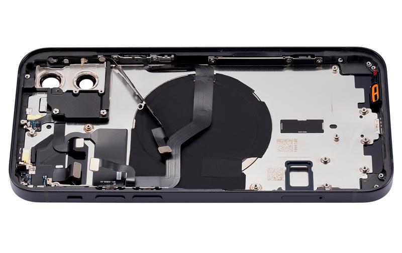 Tapa trasera para iPhone 12 con componentes pequeños pre-instalados (Versión EE.UU.) (Negro)