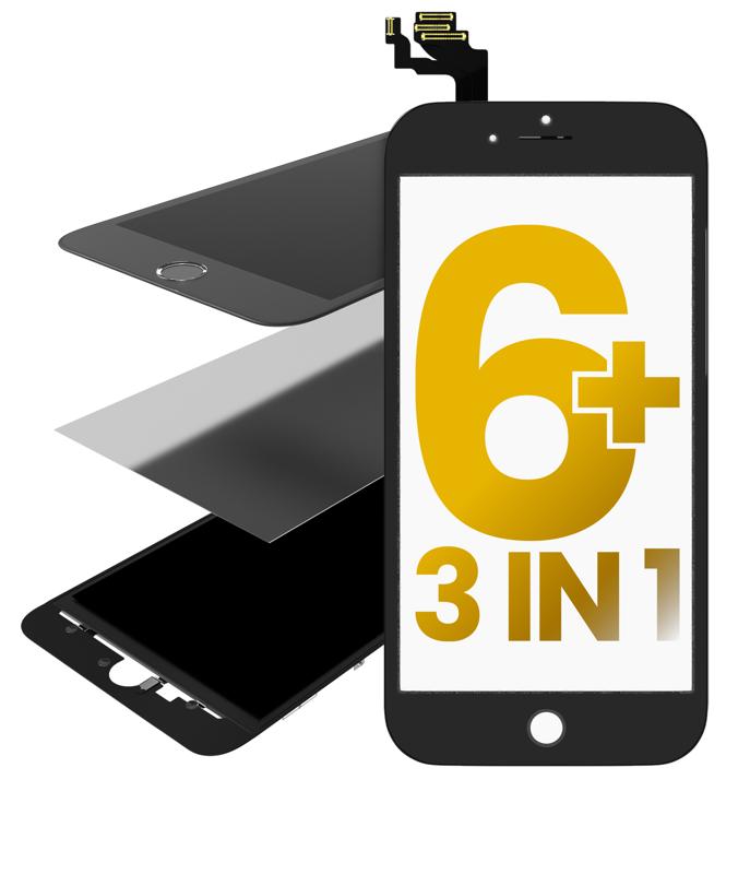 Vidrio frontal con marco y OCA pre-instalado para iPhone 6 Plus (Pack de 2) (Negro)