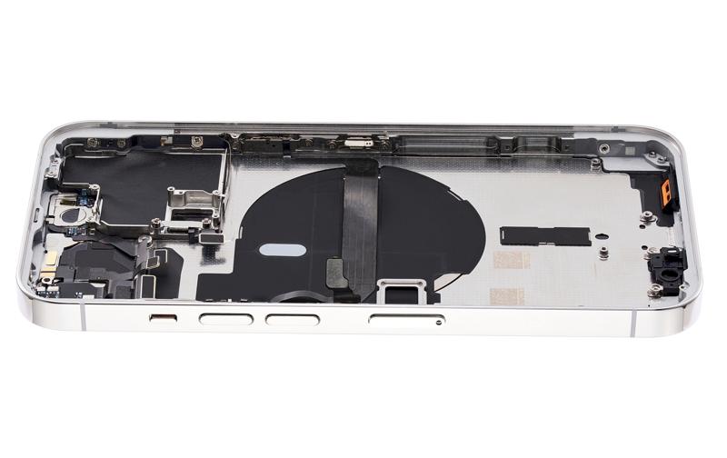 Tapa trasera para iPhone 13 Pro con componentes pequenos pre-instalados (Plata)